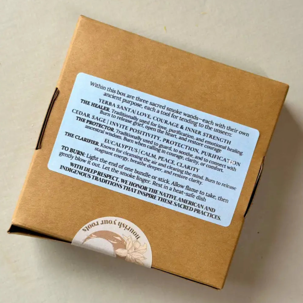 Ash & Air ritual kit with yerba santa, cedar sage wands in brown box