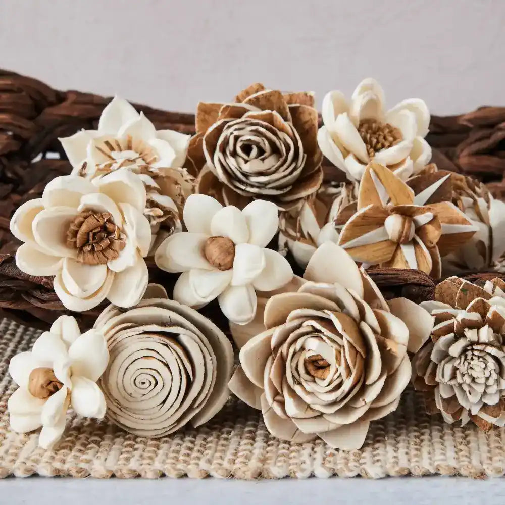 Sola Wood Flower Assortment - Set of 50 - Small - Artisan Decor