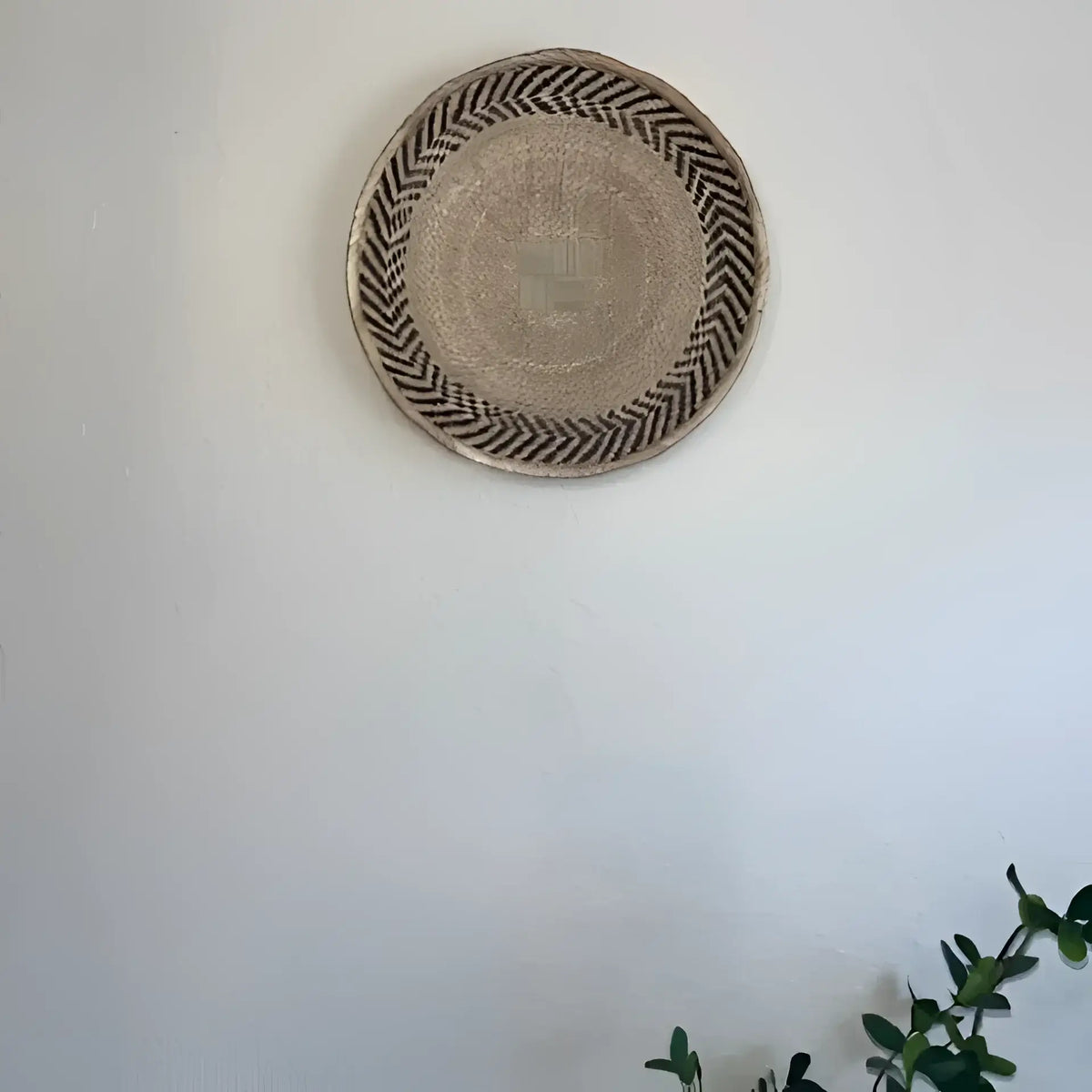 Authentic Binga basket with chevron border, woven wall decor, genuine Binga craft