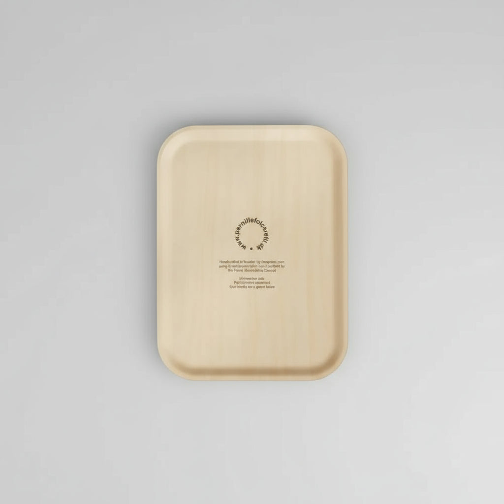 Light brown eco-friendly birch wood charming small tray with rounded corners