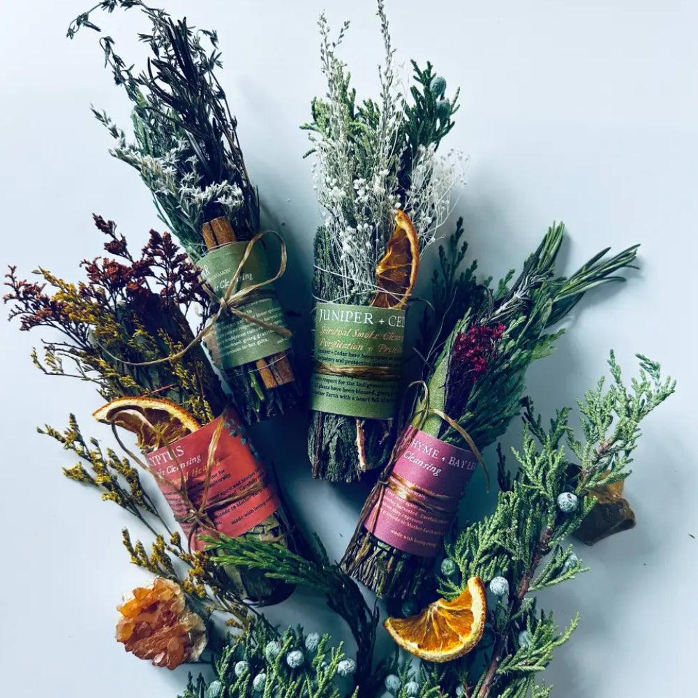 Handmade Cedar Smoke Cleansing Stick with Rosemary, Thyme, Cinnamon
