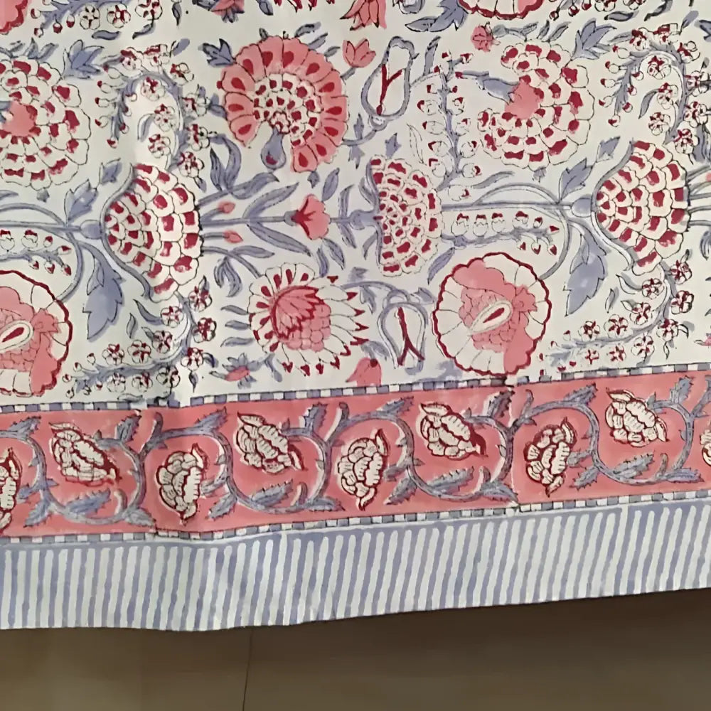 Cotton Block Print Tablecloth ~ Roseate Spoonbill - Tablecloth