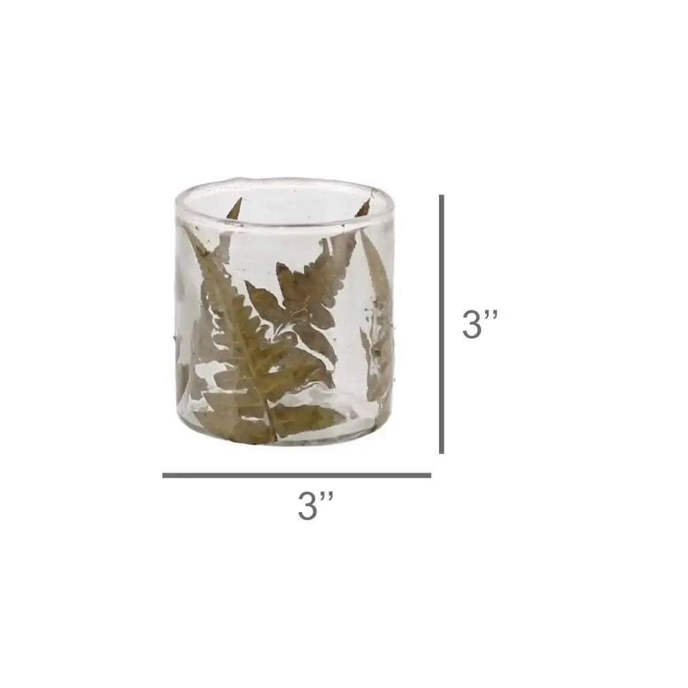 Fern Glass Hurricane - Small - Candle Holder