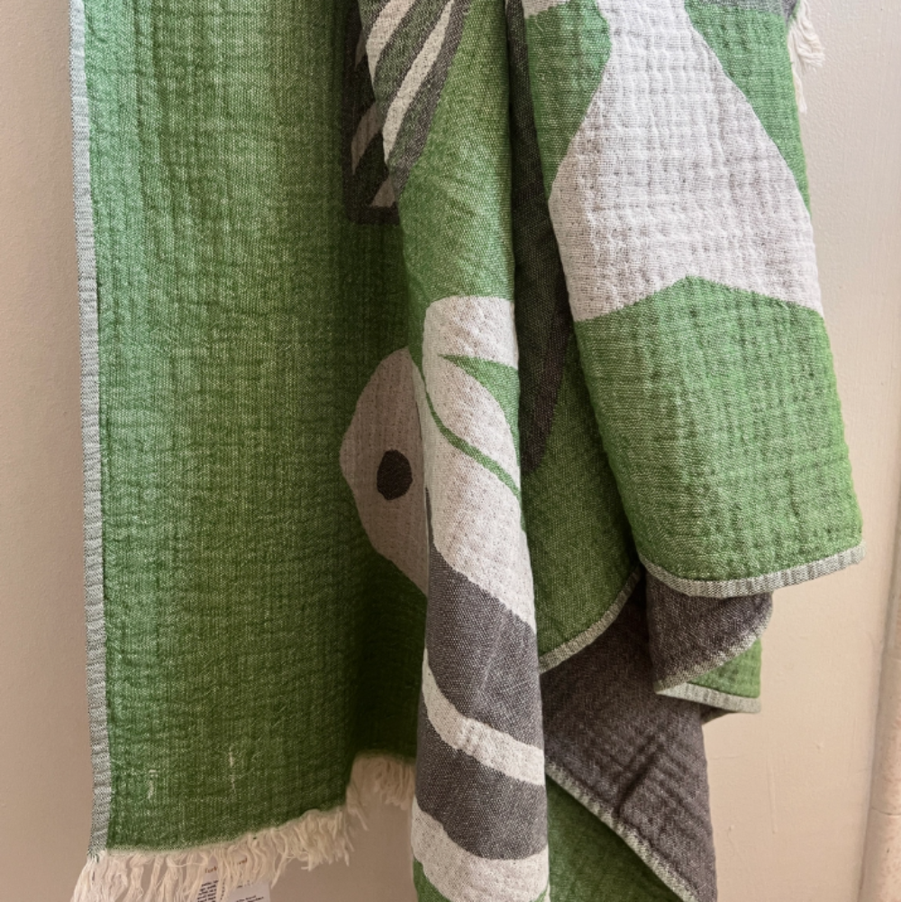 Premium Authentic Turkish Muslin Beach Towel Fish