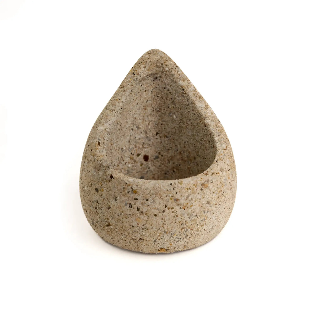 Handmade eco-friendly sage holder: beige teardrop concrete planter