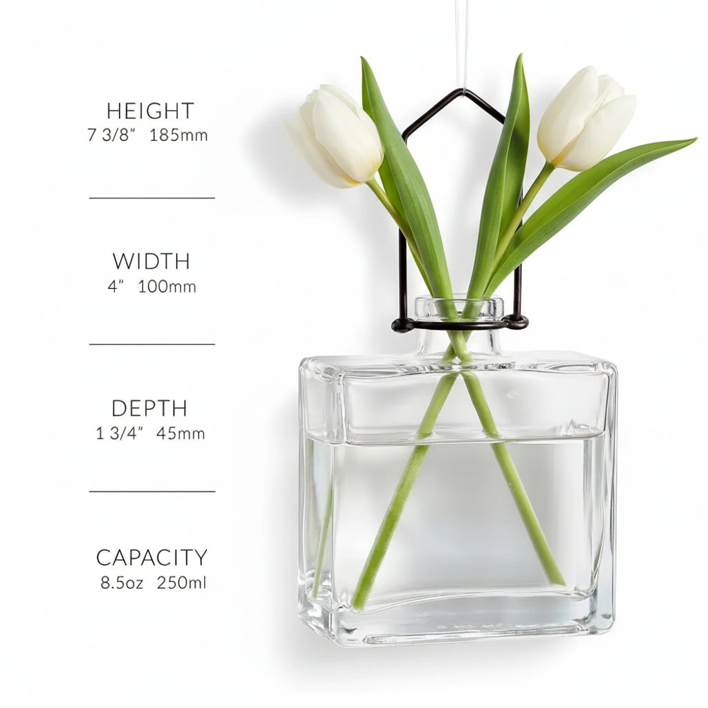 Handcrafted eco-friendly hanging propagation vase with pink flowers