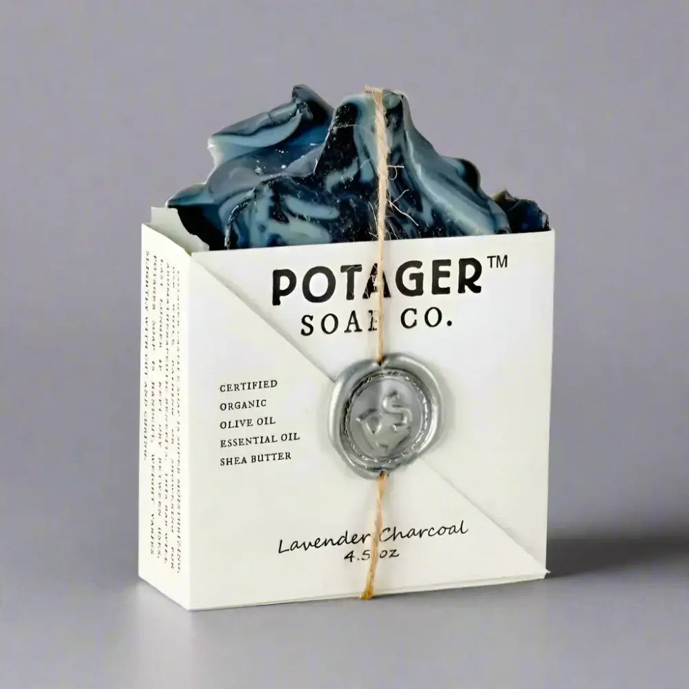 Lavender charcoal soap from Potager’s Lavender Charcoal for a charcoal cleansing ritual