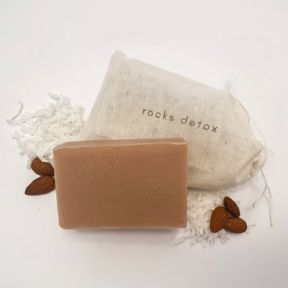 Organic shea butter soap bar with almond and coconut scents