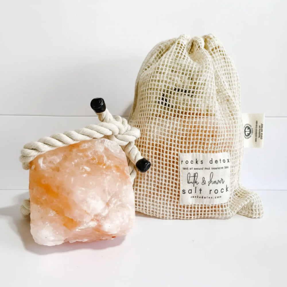 Chunky translucent pink Himalayan bath salt rock with rough crystals