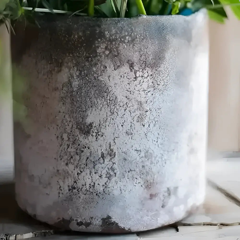 Rusty Blue Art Glass Vase with rustic textured ceramic finish, perfect handmade decor