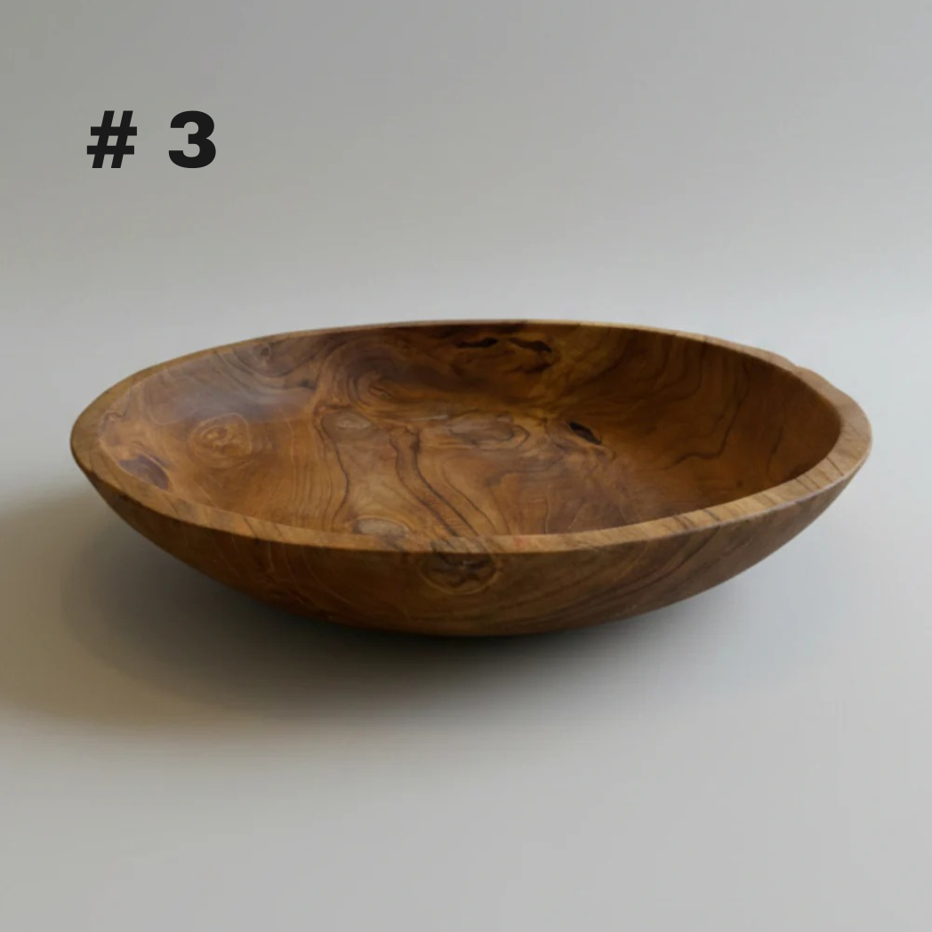 Salvaged Live Edge Hand-Carved Teak Root Shallow Bowl XL