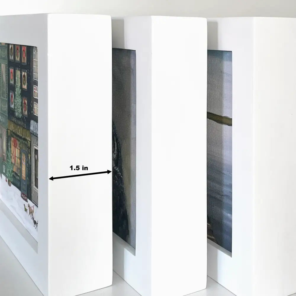 Eco-friendly handmade Happy Squares™ display boxes with artwork