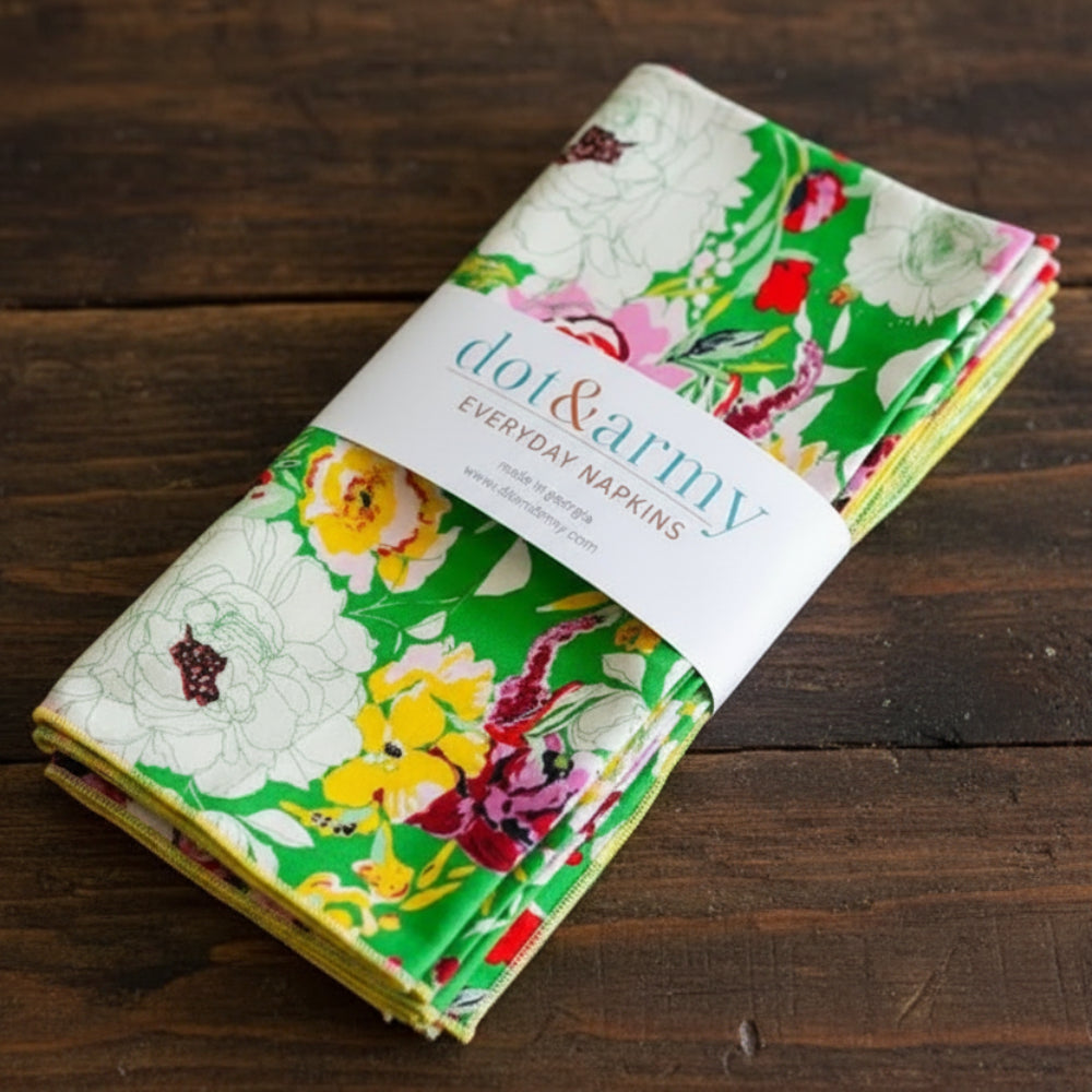 Vibrant handcrafted Terrace Garden cloth napkins set of 4