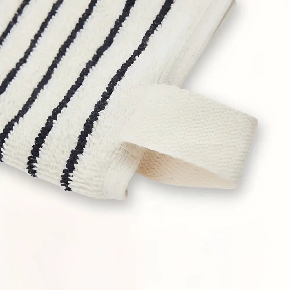 Soft Melika Turkish cotton striped towel in cream with black stripes