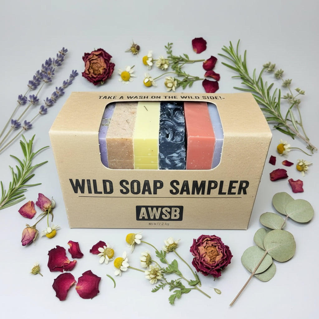 Wild Soap Sampler box with colorful natural soap bars
