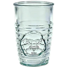 Eco-friendly recycled glass 11 Oz Bee Tumbler with ribbed design and embossed bee motif