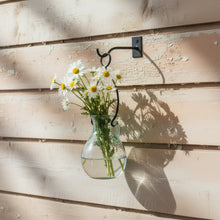 Handmade 12-inch French country glass vase on wall hook with red tulips