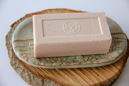 Handcrafted Stoneware Dish with Lace Pattern