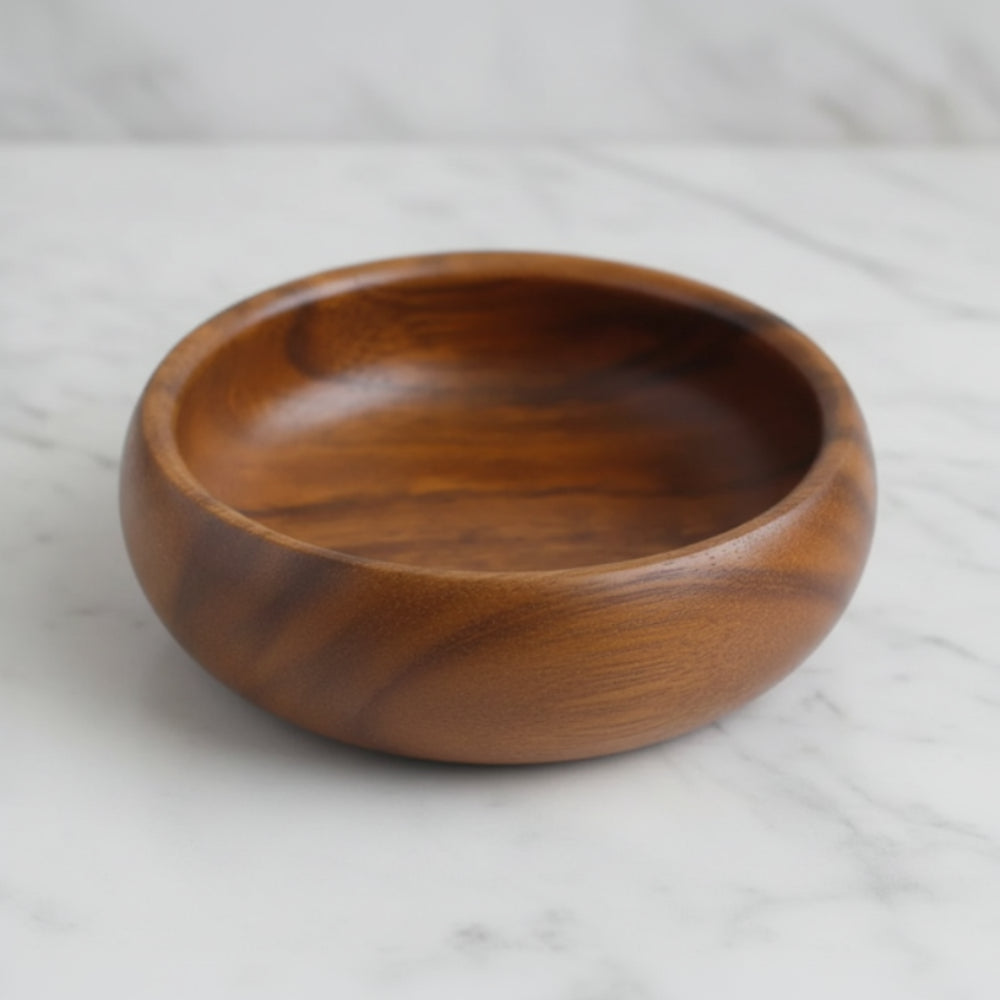 Handcrafted Acacia Calabash Bowl with smooth wooden grain
