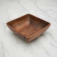 Handcrafted Acacia Square Salad Bowl with warm wood tones