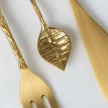 Gold leaf Adavi Brass fork with textured handle and polished finish
