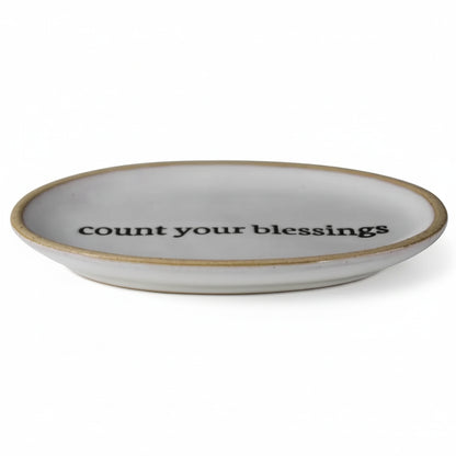 Handcrafted Affirmation Tray Ceramic - Count with Count Your Blessings