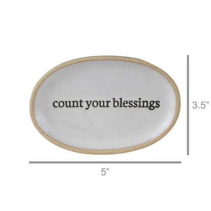 Handcrafted Affirmation Tray Ceramic - Count with Count Your Blessings
