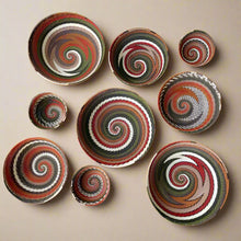 African Zulu wire bowl collection woven from recycled telephone wire with spiral patterns