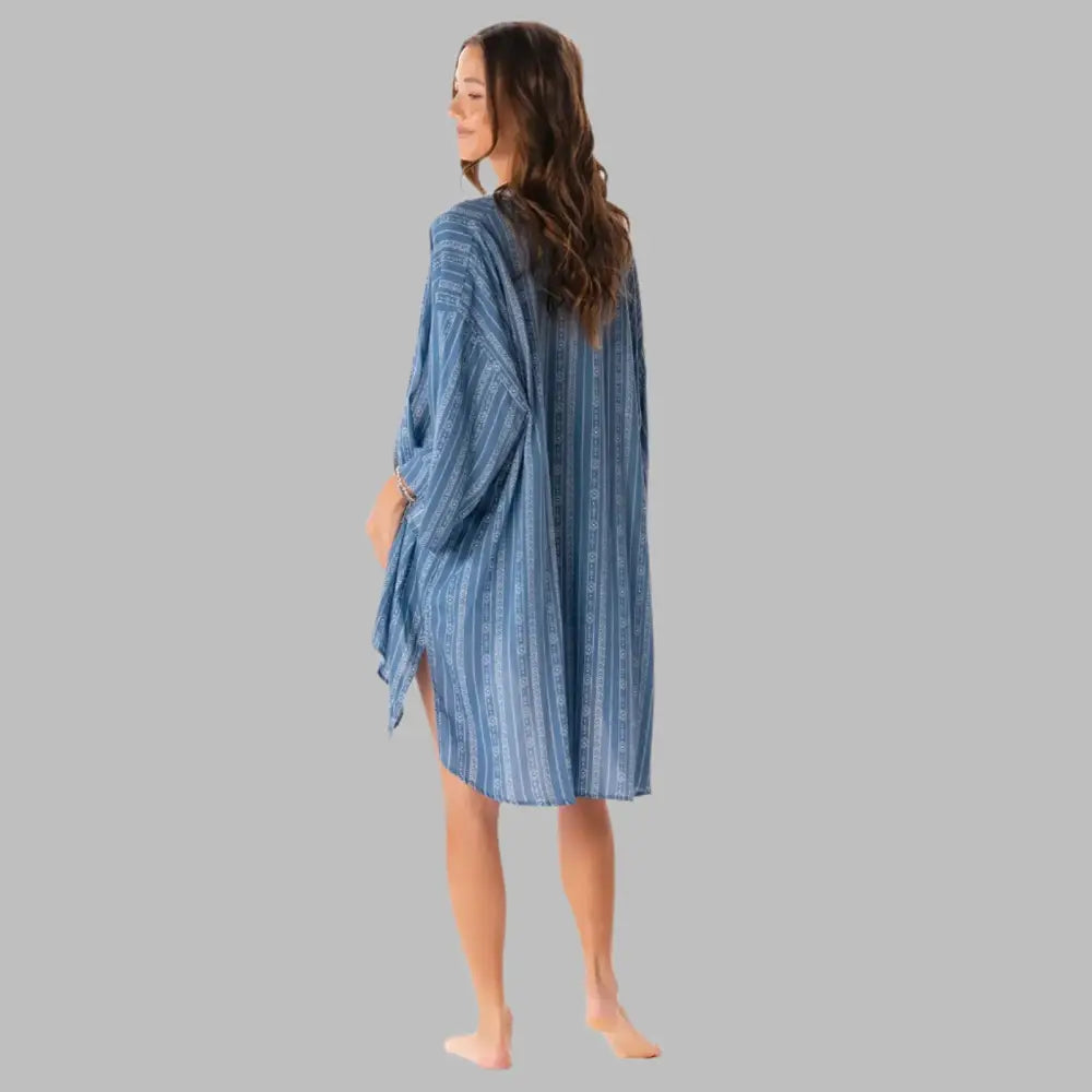 Swim cover up in blue tribal print