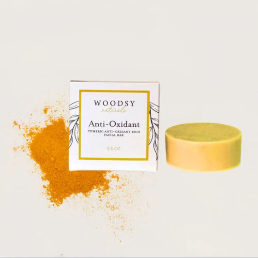 Turmeric facial bar with antioxidant turmeric extract for gently cleansing and calming skin