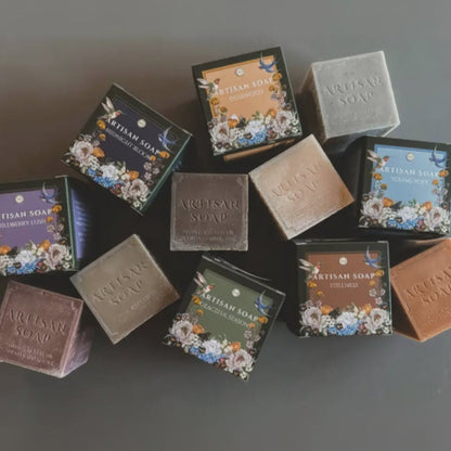 Handmade Artisan Soap Wildberry Lush bars in floral bird boxes