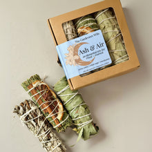 Ash & Air ritual kit with three hand-wrapped yerba santa, cedar sage smudge sticks