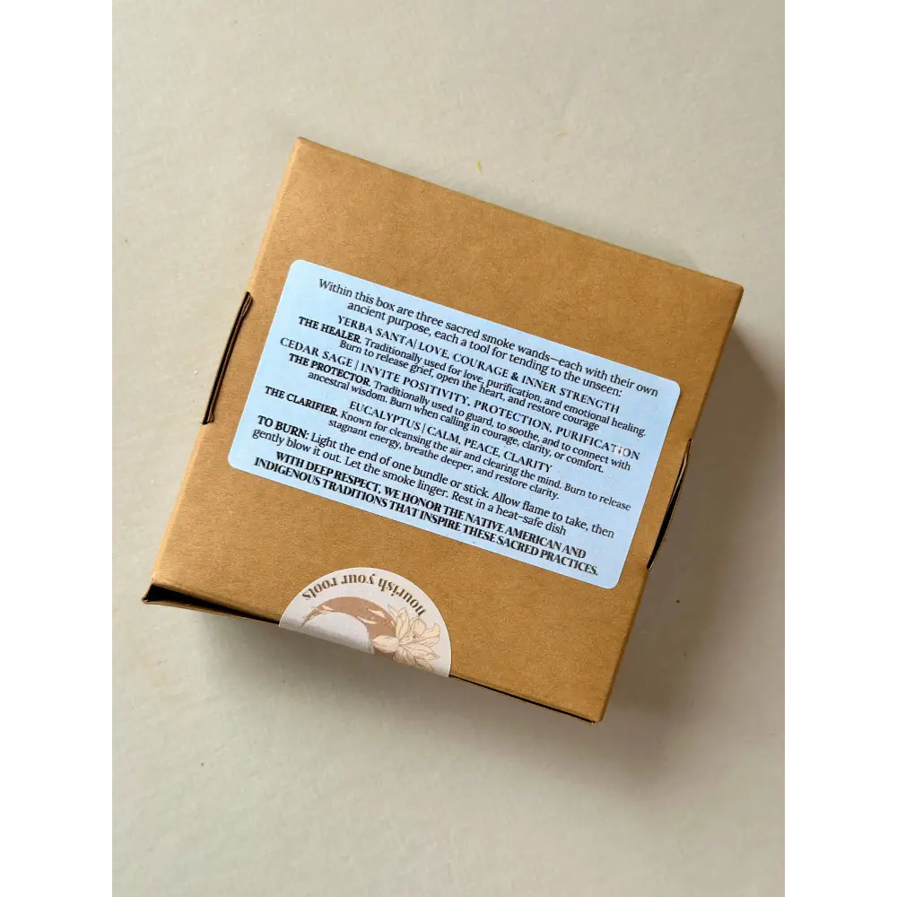 Ash & Air ritual kit with yerba santa, cedar sage wands in brown box