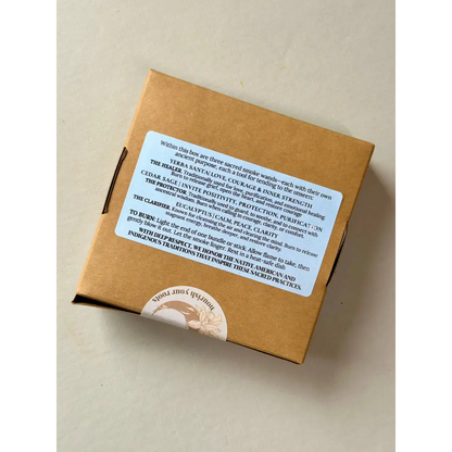 Ash & Air ritual kit with yerba santa, cedar sage wands in brown box