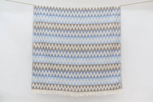 Organic turkish towel beach towel with light blue gray and white stripes and fringed edges 36x78 rectangular woven throw