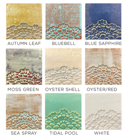 Handcrafted Stoneware Dish with Lace Pattern