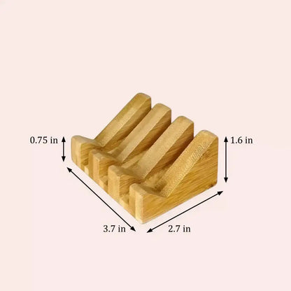 Light brown bamboo soap lift with mountain-shaped design crafted and four angled slots showing nature’s rugged beauty