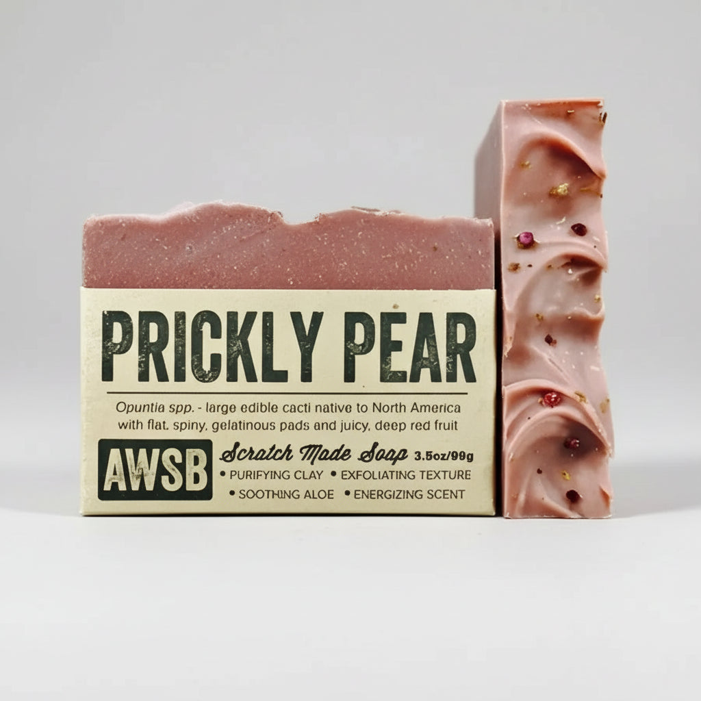 Prickly Pear Bar Soap with purifying clay and exfoliating texture, 90g