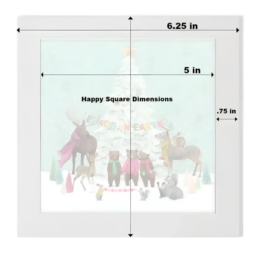Cathy Walters art piece featuring happy square woodland animals Christmas tree