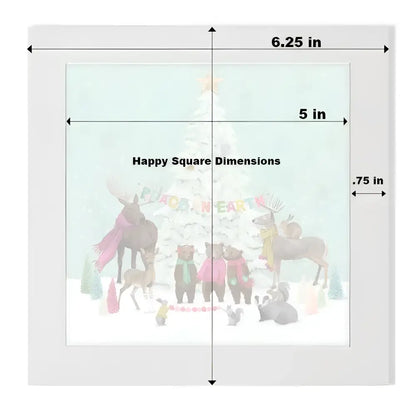 Cathy Walters art piece featuring happy square woodland animals Christmas tree