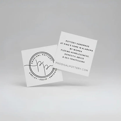 White Prodigal Pottery cards with bird bath nest set, Turkish towel logo