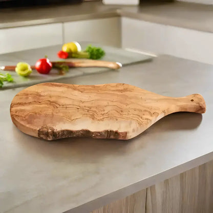 Rustic wavy grain wood cutting board from Bird Feeder Nest set