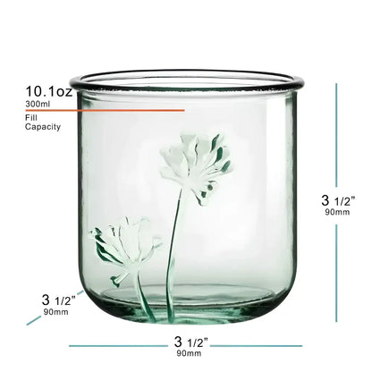 Clear Blossom Nest jar with floral etchings from set with bowl and tea towel