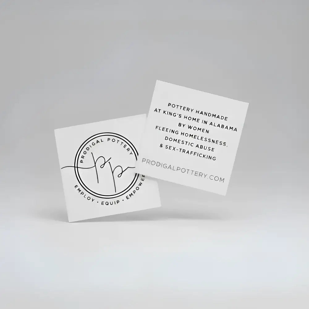 White Prodigal Pottery cards with black minimalist print near blossom bowl set