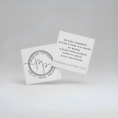 White Prodigal Pottery cards with black minimalist print near blossom bowl set