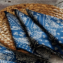 Blue bandana print cloth napkins for a fun, vibrant table setting