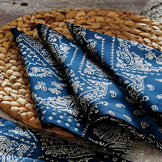 Blue bandana print cloth napkins from Blue Bandana Napkins Set of 4