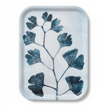 Blue Ginkgo Leaf Art charming small tray made from eco-friendly birch wood