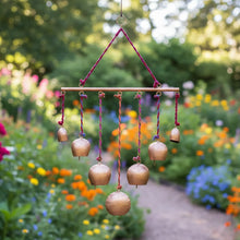 Handmade bohemian waterfall wind chime with cotton fabric cords