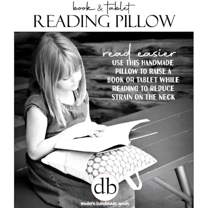 Handmade Bookworm Nest reading pillow with geometric pattern